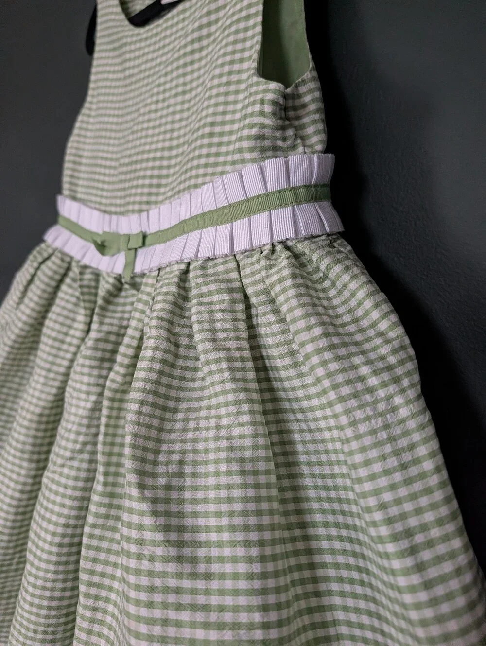 Gymboree Green Gingham Dress with Ribbon Detail